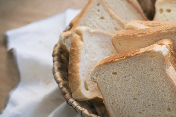 homemade slide bread on the wooden broad