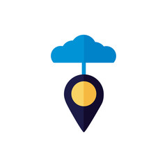 cloud computing with pin location flat style