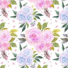 seamless floral background with colorful roses