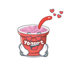 Romantic falling in love yogurt cartoon character concept