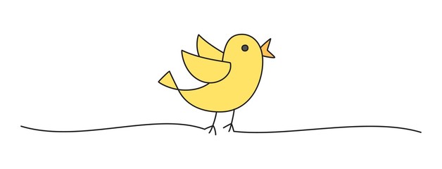 Doodle black Easter chick bird scribble banner © str33tcat