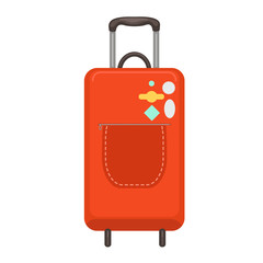 Red suitcase Isolated on a white background. Vector graphics.