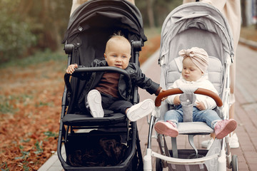 Mothers with children. Women use the carriages.