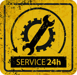 service 24h  - vintage rusty metal sign