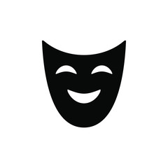 Fototapeta na wymiar Smile mask vector icon on white background. Flat vector smile mask icon symbol sign from modern cinema collection for mobile concept and web apps design. Vector illustration. EPS10