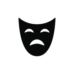 Sad mask vector icon on white background. Flat vector sad mask icon symbol sign from modern cinema collection for mobile concept and web apps design. Vector illustration. EPS10