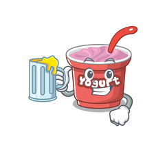 Smiley yogurt mascot design in with a big glass