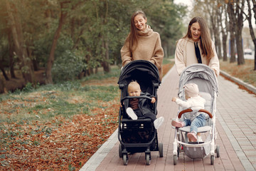 Mothers with children. Women use the carriages.