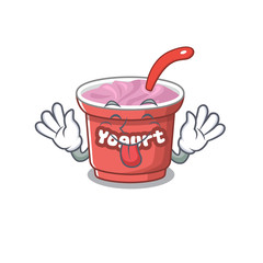Funny yogurt mascot design with Tongue out