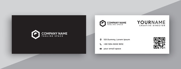 black and white business card design, simple and modern style. double sided business card template