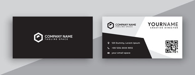 black and white business card design, simple and modern style. double sided business card template