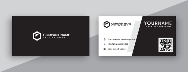 black and white business card design, simple and modern style. double sided business card template