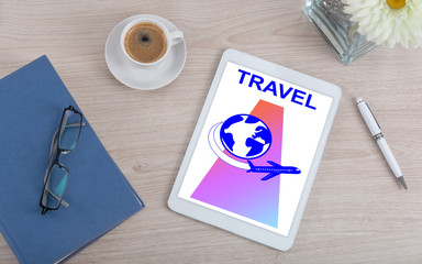 Travel concept on a digital tablet