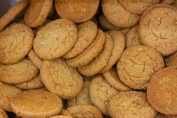 Background of many oatmeal cookies