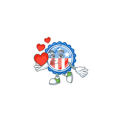 A sweetie circle badges USA with star cartoon character holding a heart