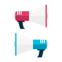 Megaphone, loudspeaker or bullhorn. Flat design vector illustration.