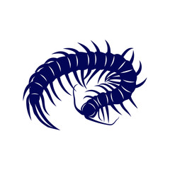 Centipede logo vector design template, Silhouette Centipede logo animal, Illustration