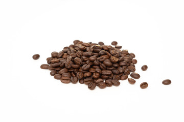 Coffee beans isolated on white background.