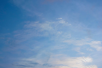 Beautiful blue sky and white fluffy clouds, Vibrant color sky with cloud on a sunny day, The morning sky with clouds in various shapes, Beautiful natural cirrus cloud background.