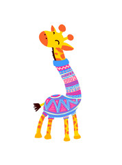Giraffe wearing a sweater. Cute Illustration