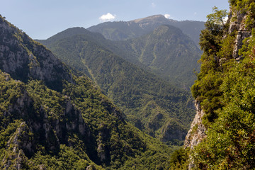 Enipeas Gorge and mountains on a summer day (Mount Olympus, Macedonia, Greece)