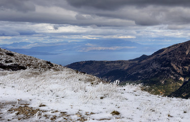  Mountain expanses in the highlands (Greece, Peloponnese) on a winter