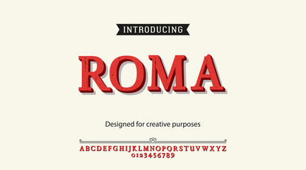 Roma typeface.For labels and different type designs