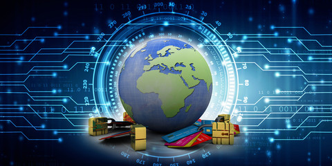 3d illustration credit card with lock