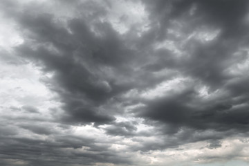 Dark storm clouds before rain used for climate background. Clouds become dark gray before raining.