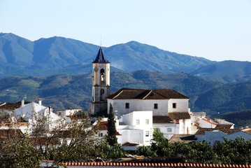 Village centre featuring the Incarnation Church, Yunquera, Spain.