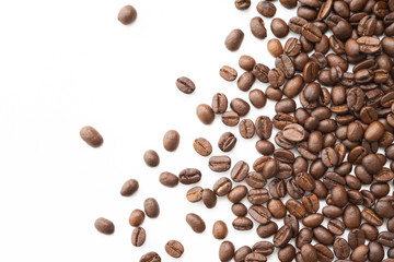 Coffee beans isolated on white background.