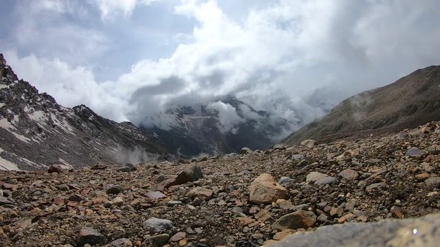BEAUTIFUL clouds timelapse at the top of the mountain, clouds rising up from the valley in the Himalayas, India