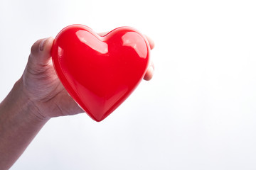 With a red loving hand