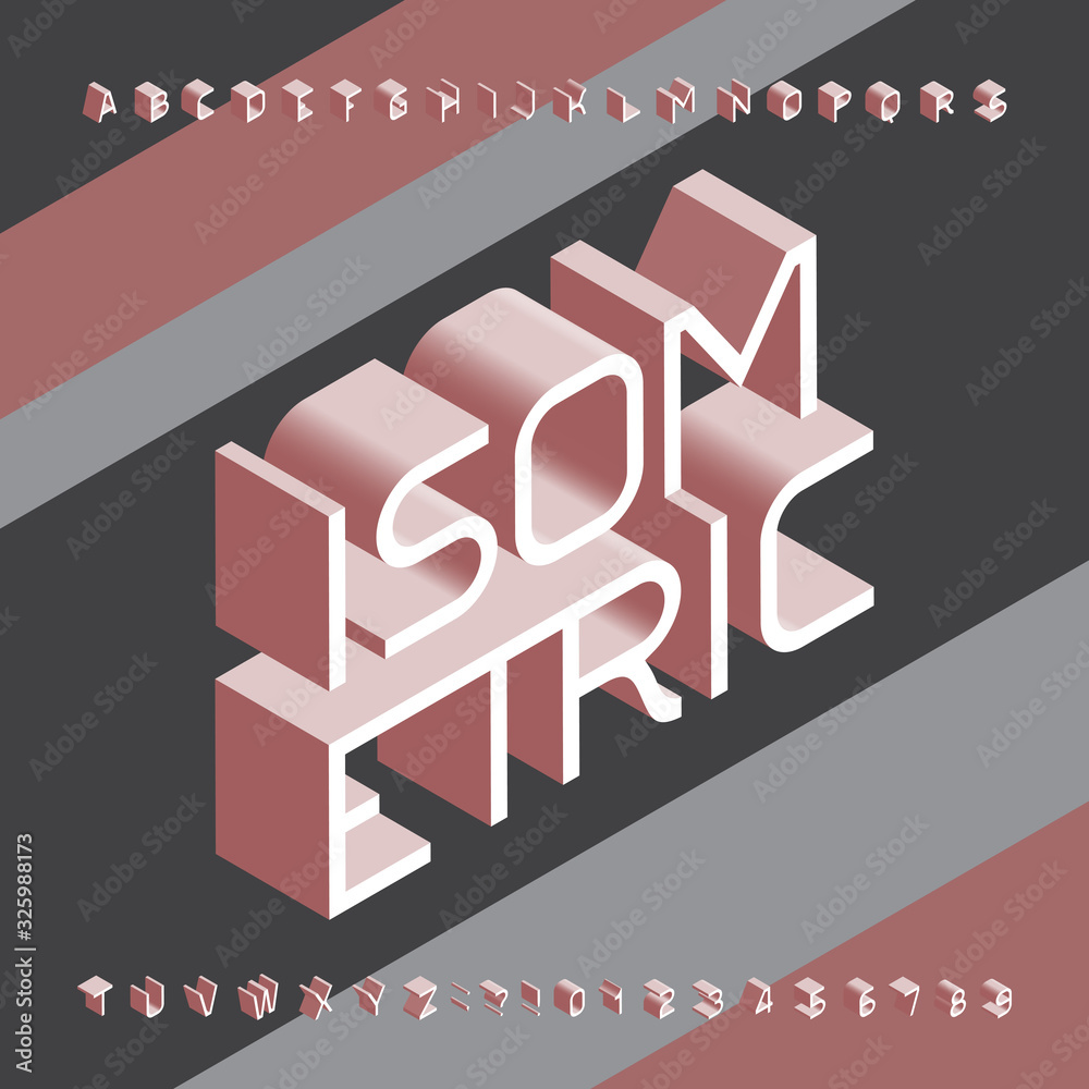 Fototapete isometric alphabet font. thin 3d geometric letters and numbers. stock vector typescript for your typ