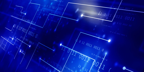 2d illustration Abstract futuristic electronic circuit technology background