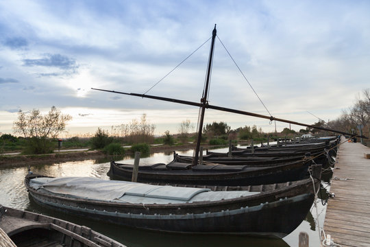 Wooden jetty of the port of Catarroja