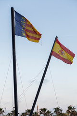 Valencian community flag waving in the air