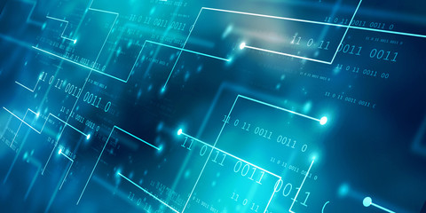 2d illustration Abstract futuristic electronic circuit technology background