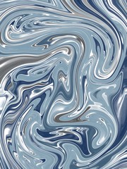 Abstract marble texture in blue, grey and white color. Trendy liquid background. Modern fluid art design.