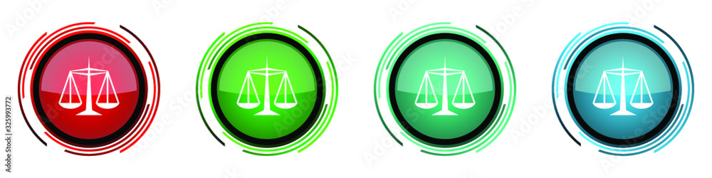 Leinwandbilder justice round glossy vector icons, set of buttons for webdesign, internet and mobile phone applicati