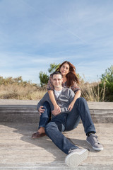 Fototapeta premium portraits of happy couples outside
