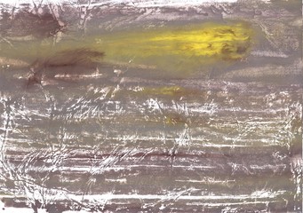 Yellow brown gray marble. Abstract watercolor background. Painting texture