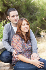 Fototapeta premium portraits of happy couples outside