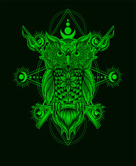 Fototapeta premium Illustration vector Owl mandala pattern style Perfect for print on demand