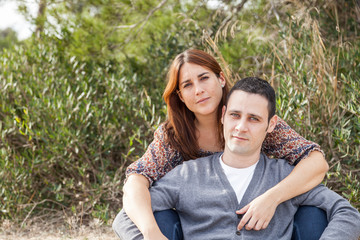 Fototapeta premium portraits of happy couples outside