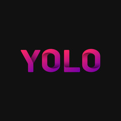 Folded paper word 'YOLO' with dark background, vector illustration