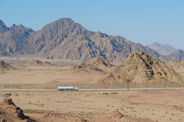 Road in Sinai desert near Sharm El Sheikh city, Egypt