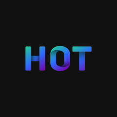 Folded paper word 'HOT' with dark background, vector illustration