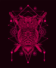 Illustration vector Owl mandala pattern style Perfect for print on demand