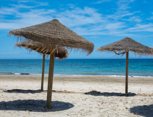 The beach and umbrellas at a beach 